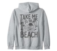Take Me To The Beach Palm Tree Surf Sunset Retro Vacation Zip Hoodie