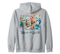 Take Me To The Beach Tropical Animals Zip Hoodie