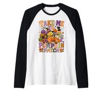 Take Me to The Pumpkin Patch Halloween Chick Witch Fall Car Raglan Baseball Tee