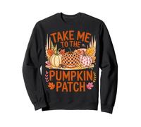 Take Me To The Pumpkin Plaid Acorn Leaves Fall Orchard Gourd Sweatshirt