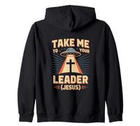 Take Me To Your Leader Jesus Christian Faith Zip Hoodie