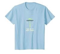 Take Me to Your Leader UFO Sci-Fi Alien Encounter T-Shirt, Kids, Baby Blue, 3 Years