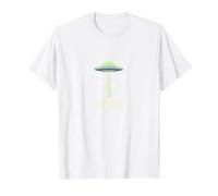 Take Me to Your Leader UFO Sci-Fi Alien Encounter T-Shirt, Men, White, 6XL