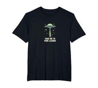 Take Me to Your Leader UFO Sci-Fi Alien Encounter T-Shirt, Men's Big and Tall, Black, 5X Tall