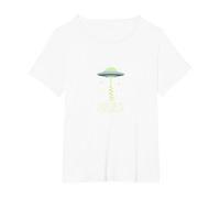Take Me to Your Leader UFO Sci-Fi Alien Encounter T-Shirt, Women's Plus, White, 1X