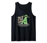 Take Me to Your Reader Funny UFO Alien Book Lover Pun Tank Top