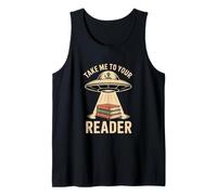 Take Me to Your Reader Funny UFO Alien Book Lover Pun Tank Top