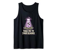 Take Me to Your Reader Funny UFO Alien Book Lover Pun Tank Top