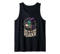 Take Me to Your Reader Funny UFO Alien Book Lover Pun Wizard Tank Top