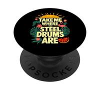 Take Me Where The Steel Drums Are - Flamingo Reggae Summer PopSockets Adhesive PopGrip