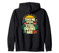 Take Me Where The Steel Drums Are - Flamingo Reggae Summer Zip Hoodie
