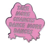 Take More Chances Dance More Dances Enamel Lapel Pin Metal Pink Frog Badge Brooch, Stainless Steel, no gemstone