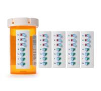Take-n-Slide Peel and Stick Reusable, 5 Pack, Pill/Medication/Vitamin/Pet Med Tracker & Reminder, Attach to Your Bottle, Organizer-Free, Curved-Back, Move to New Bottle for 12 + Refills, White