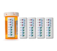 TAKE-N-SLIDE Peel and Stick Reusable for 12 + Refills, Pill/Medication/Vitamin/Pet Med Tracker & Reminder, Attach to Your Bottle, Organizer-Free, Curved-Back (White, 5-Pack)