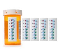 Take-n-Slide Peel and Stick Reusable for 12 + Refills, Pill/Medication/Vitamin/Pet Med Tracker & Reminder, Attach to Your Bottle, Organizer-Free, Curved-Back (White, 5-Pack)