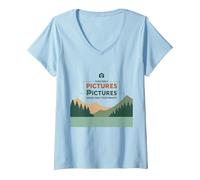 Take Only Pictures Leave Only Footprints Nature Lover V-Neck T-Shirt, Women, Baby Blue, M