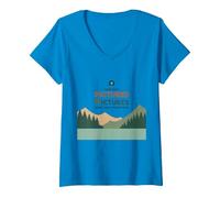 Take Only Pictures Leave Only Footprints Nature Lover V-Neck T-Shirt, Women, Sapphire, XXL