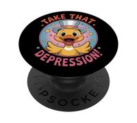 Take That Depression Cartoon Duck Motivational Humor PopSockets Adhesive PopGrip