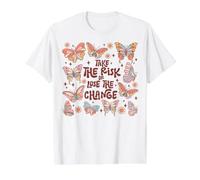 Take the Risk or Lose the Change Motivational Quote Value Graphic T-Shirt, Men, White, L