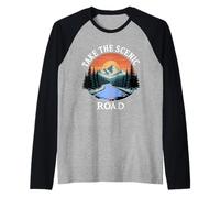 Take The Scenic Road Nature Travel Design Graphic Raglan Baseball Tee