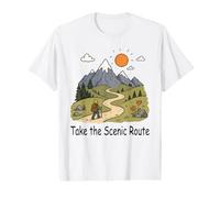 Take the Scenic Route Colorful Mountain Hiking Adventure Value Graphic T-Shirt