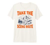 TAKE THE Scenic Route Mountain Hiking Adventure Graphic Premium T-Shirt