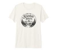 Take the Scenic Route Mountain Road Trip Drive Premium T-Shirt