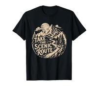 TAKE THE Scenic Route Vintage Mountain Hiking Adventure T-Shirt