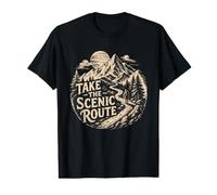 TAKE THE Scenic Route Vintage Mountain Hiking Adventure Value Graphic T-Shirt