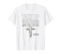 Take Up Your Cross and Follow Me : Jesus Value Graphic T-Shirt, Men, White, L