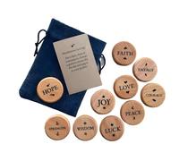 Take What You Need | 10 Pocket Tokens, 10 Cheerful Wooden Tokens, 10 Hug You Wooden Tokens Souvenir Tokens, Long Distance Christmas Care Gifts for Friends and Family, 4cm Diameter (Dark Blue)