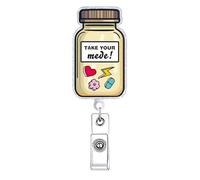 Take Your Meds Pharmacy Tech Badge Reel Retractable Funny Chill Pills Nursing Badge Holder with Alligator Clip Healthcare LPN Medical Assistant RN CNA Badge Clip ID Card Accessories
