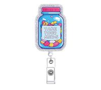 Take Your Meds Pharmacy Technician Badge Reel Retractable Funny Nurse Nursing Pill Med Pharmacist Badge Holder Peds RN CNA LPN Badge Clip Medical Assistant Fun ID Card Nurse Accessories for Work