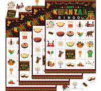 TAKEALOOK Kwanzaa Bingo Game for 24 Players - African Heritage Culture Themed Bingo Set for Holiday Family Activity, Happy Kwanzaa Festival Party Gifts Favors Supplies