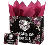 TAKEALOOKO 30th Birthday Gift Bag - Death to My 20s Party Favors Rip to My 20 Goodie Bag with Tissue Paper Cards for Her 30th BDAY Parties Anniversary Decorations for Women Men