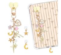 TAKEALOOKO Charm Chain for Kindle - Y2K Bow Star Moon Chains with Type C Dust Plug, Compatible with Kindle E-Reader Decorating Accessories, Gift for Bookish Book Lovers Women Men