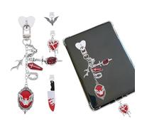 TAKEALOOKO Dust Plug Charm Chains Set for Kindle - 4Pcs Halloween Bloody Bat Dagger Type C Dustplug & Chain Bracelet Strap Decorating Accessories, Gifts for E-Reader Book Lovers Women Men