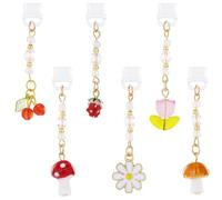 TAKEALOOKO Dust Plug Charm for Kindle - 6 Pack Mushroom Strawberry Pendants for Kindle E-Reader, Gift for Readers Book Lover Women Mom and Friends, Type C/USB C Charging Port