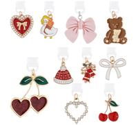 TAKEALOOKO Dust Plug Charms for Kindle - 10Pcs Y2K Cheery Bowknot Pendants, Type-C/USB-C Charging Port Covers for Phone & E-Reader, Bookish Gifts for Mom Friends Readers and Book Lovers