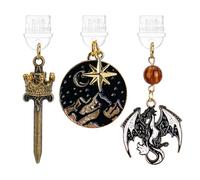 TAKEALOOKO Dust Plug Charms for Kindle - 3 Pack Wyvern Dragon Star and Moon Dust Plug Compatible with Kindle, Mystical Aesthetic Pendants, Charging Port Cover for Phone Type C/USB C