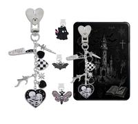 TAKEALOOKO Halloween Dust Plug Charm Chains for Kindle - 4Pcs Gothic Ghost Bat Type C Dustplug & Chain Bracelet Strap Decorating Accessories, Gift for E-Reader Book Lovers Women Men