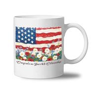 TAKEALOOKO US Citizenship Gift Ideas, 2026 American Flag Flower Coffee Mug for New Citizen, Personalized Citizenship Cup Commemorative Gift for Men and Women, Ceramic