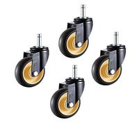 Takeashi 4x Swivel Wheels, 3/4in Furniture Casters,transport Casters With Brake,heavy Duty Casters, Push-in Assembly Rod, Black + Yellow, Industrial Replacement Rubber Wheel