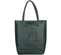 TAKEASY Italian Calf Leather Tote for Women with Zipper, Inner Pocket & Flat Base | Soft Unlined Shopper for Work & Travel, Dark Green, L