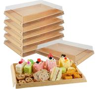 Takeaway Containers with Lids 5 Pack, 28 x 19 cm Paper Catering Trays with Lids, Buffet and Sandwich Platter Trays, Charcuterie Boxes with Clear Lids, Cake and Cookie Boxes for Parties and Catering