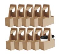 Takeaway Food Cup: Cardboard Beverage Holder, Beverage Cups Trays| Paper Drinking, Coffee Beverage Service Tool Multiple Cups, Band, 2-compartment Portable Coaster 10 Pieces, Consulte la descripción