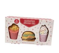 Takeaway Themed Bath Fizzer Set Fun Food Shapes for Relaxing Bath Time Aromatic Foam Fizzy Tablets Unique Pamper Treat Novelty Spa Accessory Gift Set (Pack of 1(Burger))