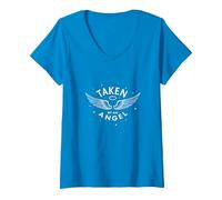 Taken by an Angel: Celestial Wings, i Love My Girlfriend V-Neck T-Shirt, Women, Sapphire, M