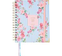 Takenote Diary 2026 2027 - Academic SEP/AUG, A5, Day per Page, Hard Cover, Double Spiral Binding, 2 Ribbon Bookmarks, Elastic Closure, Monthly Tab Index, 8 Sticker Pages, Spanish and English - Emily