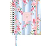 Takenote Diary 2026 2027 - Academic SEP/AUG, A5, Week to View, Hard Cover, Double Spiral Binding, 2 Ribbon Bookmarks, Elastic Closure, Monthly Tab Index, 8 Sticker Pages, Spanish and English - Emily